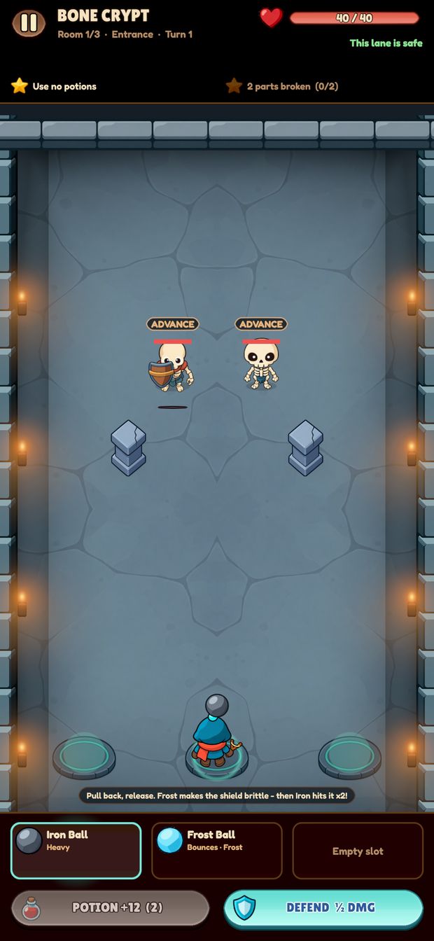 Stage 12: Full art pack: the hero, pillars, tiles and HUD.
