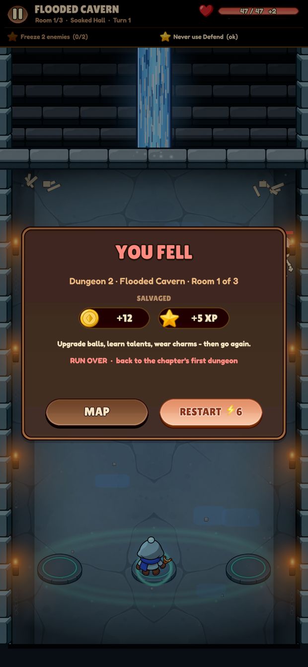 Stage 41: A death ends the run.